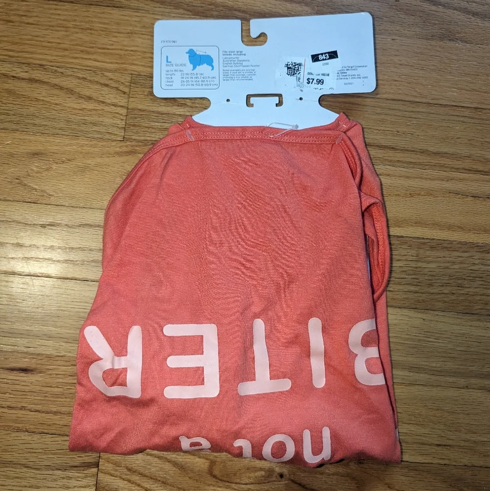$5 Coral LARGE DOG LOVER not a BITER Tank Top Pet Apparel Boots & Barkley